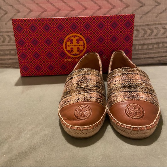 Tory Burch Espadrille Metallic Tweed Flat shoe with Box - Picture 2 of 12